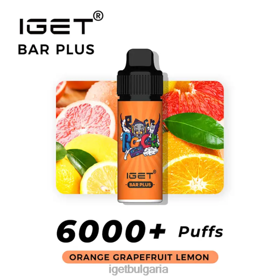 IGET Sale - без никотин bar плюс комплект за вейп BB02D372 портокал грейпфрут лимон